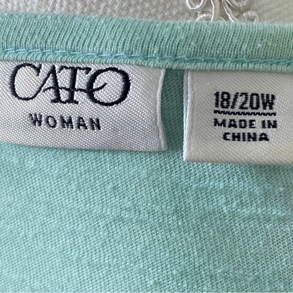Cato, Plus Size 18/20W Sleeveless Top Pastel Green Eyelet Tiered EUC - Picture 10 of 11
